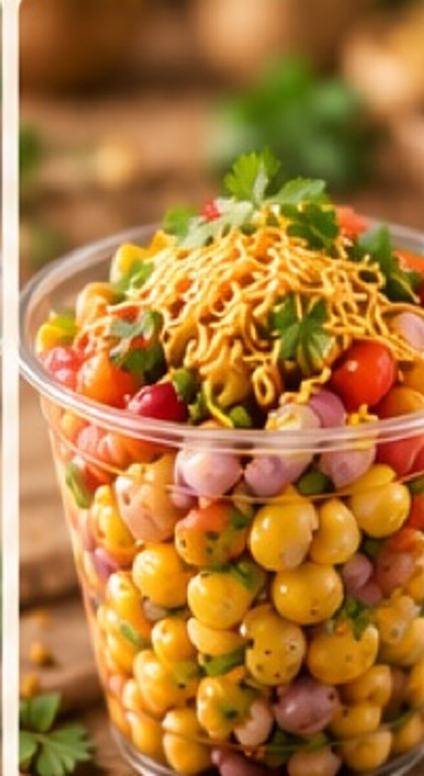 Corn chaat cup with chutneys and sev