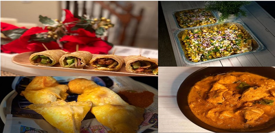 From the Nirvana kitchen: tikka wraps, samosas, chaat and curry